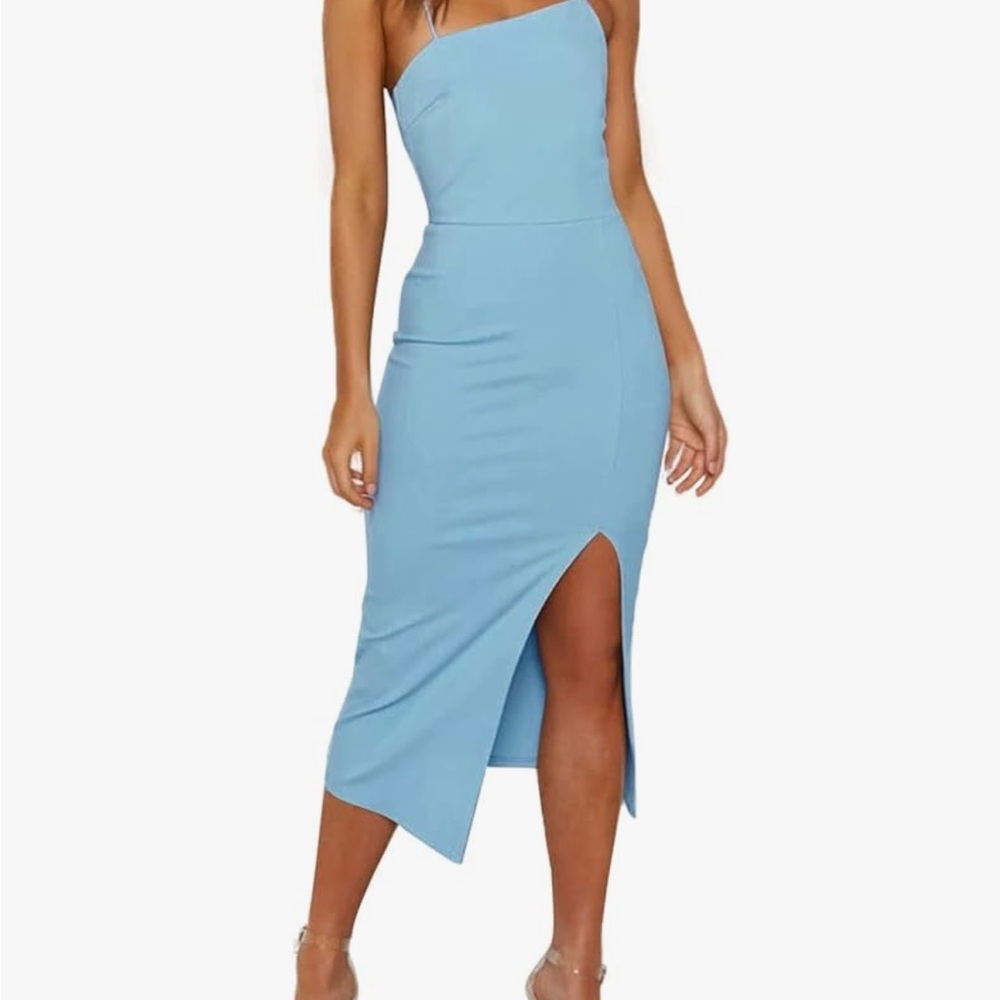 Chic One Shoulder Blue Dress